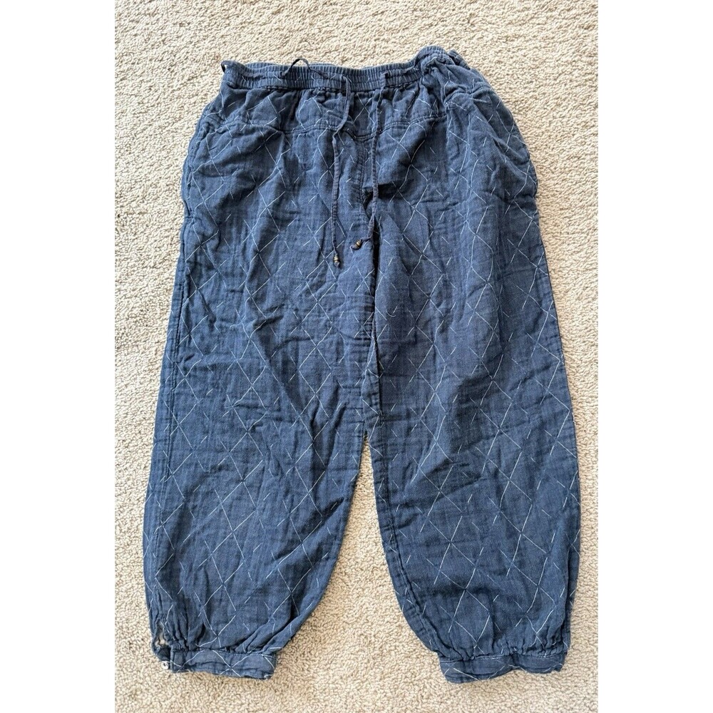 Hei Hei Jogger Pants Womens Medium Blue  White Geometric Designs Elastic Waist